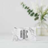 灰色の大理石と黒の3文字モノグラム 名刺 (スタンド正面)