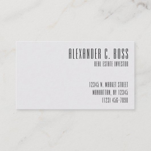 灰色の大理石と黒の3文字モノグラム 名刺 (裏面)