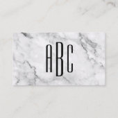 灰色の大理石と黒の3文字モノグラム 名刺 (正面)