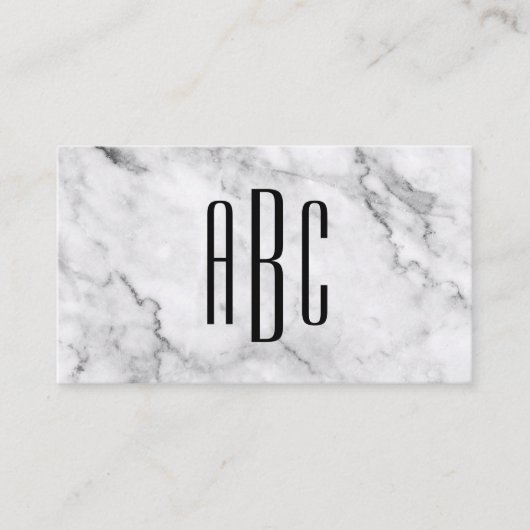 灰色の大理石と黒の3文字モノグラム 名刺 (正面)