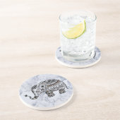 灰色の大理石に黒い象 コースター (側面)