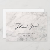 灰色の大理石のカ結婚ラグラフィ サンキューカード (正面/裏面)