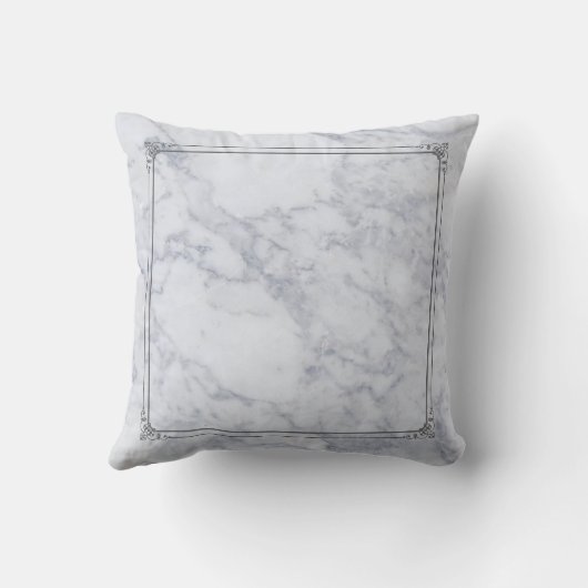 灰色の大理石のテクスチャとエレガントグレーフレーム クッション (裏面)