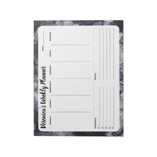 灰色の大理石の抽象芸術毎週のタスク一覧メモ帳 ノートパッド (回転)