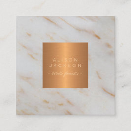 灰色の大理石メタリック銅金ゴールド モノグラムの スクエア名刺
