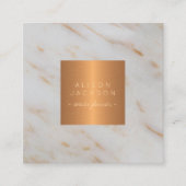 灰色の大理石メタリック銅金ゴールド モノグラムの スクエア名刺 (正面)