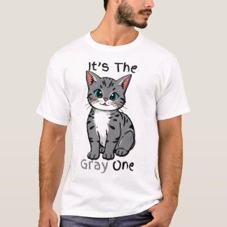 「灰色の子だよ」かわいいキャラクターの猫Tシャツ Tシャツ