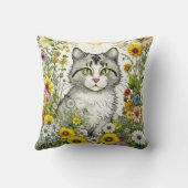 灰色の子ネコが花に座る クッション (裏面)