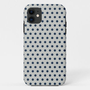 灰色の小さく小さい水玉模様パターンの濃紺 iPhone 11 ケース