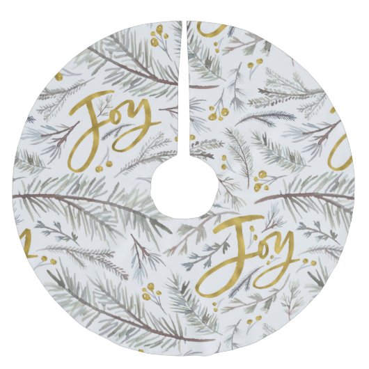 灰色の小枝と果実 ブラッシュドポリエステルツリースカート (正面)