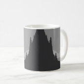 灰色の山の風景が描かれたシンプルなコーヒーマグ コーヒーマグカップ (正面右)