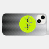 灰色の山形グラデーションの緑のモノグラム名 Case-Mate iPhoneケース (裏面 (横))