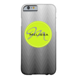 灰色の山形グラデーションの緑のモノグラム名 Case-Mate iPhone 14ケース