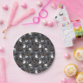 灰色の幽霊スカルラヴェンスキャッツハロウィンパターン ペーパープレート (パーティー)