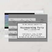 灰色の引っ越し祝いパーティーコンサートのチケット 招待状 (正面/裏面)