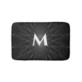 灰色の弦波ブラックモノグラム バスマット (正面)