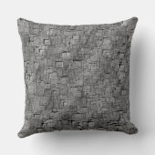 灰色の彫られた正方形、暗い線の非常に重ね合わせ混乱 クッション (裏面)