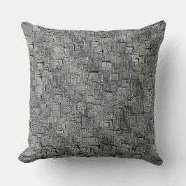 灰色の彫られた正方形、暗い線の非常に重ね合わせ混乱 クッション