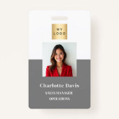 灰色の従業員の写真ID会社セキュリティ バッジ (正面)