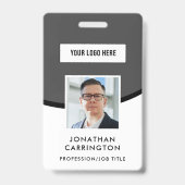 灰色の従業員IDロゴフォトバーコードバッジ バッジ (表面)