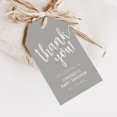 灰色の手書き赤ちゃんシャワーありがとう ギフトタグ