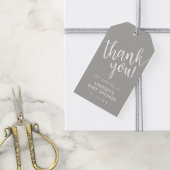 灰色の手書き赤ちゃんシャワーありがとう ギフトタグ