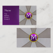 灰色の抽象芸術ストライプ、紫色の宝石モノグラム 名刺 (正面/裏面)