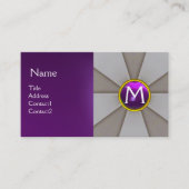 灰色の抽象芸術ストライプ、紫色の宝石モノグラム 名刺 (正面)