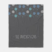 灰色の抽象芸術（モノグラム） フリースブランケット (正面)