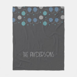 灰色の抽象芸術（モノグラム） フリースブランケット