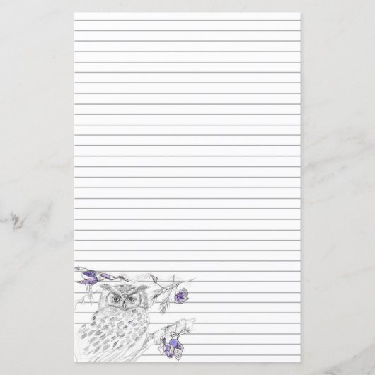 灰色の文房具の手紙の中にフクロウ書ル (正面)