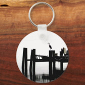 灰色の日に青いヘロン キーホルダー (正面)