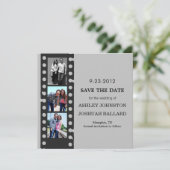 灰色の映画フィルムのストリップの保存日付の招待 セーブザデート (スタンド正面)