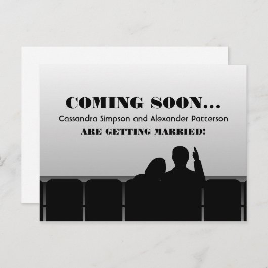 灰色の映画館の日付はがきを保存 案内ポストカード (正面/裏面)