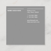 灰色の最小主義の専門の正方形の名刺 スクエア名刺 (裏面)