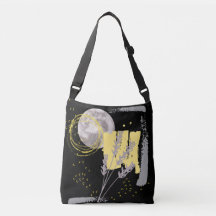 灰色の月と花の水色の抽象芸術