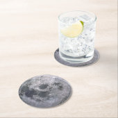 灰色の月の写真 ラウンドペーパーコースター (インサイチュ)