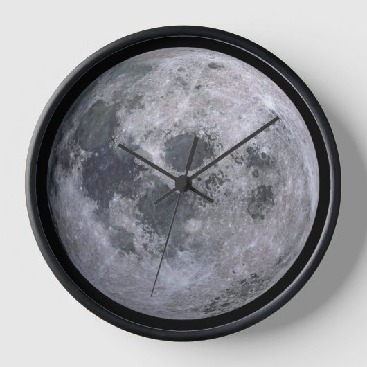 灰色の月の写真 壁時計 (正面)