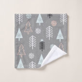 灰色の木々のクリスマス バスタオルセット (ウォッシュタオル)