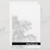 灰色の木のシルエットの文房具 便箋 (正面/裏面)