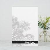灰色の木のシルエットの文房具 便箋 (スタンド正面)