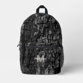 灰色の木の樹皮カスタムモノグラム名イニシャル プリントバックパック (正面)