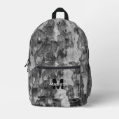 灰色の木の樹皮カスタムモノグラム名イニシャル プリントバックパック (正面)