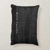 灰色の木の背景のミニマルモダンリスト名 アクセントクッション (裏面(縦))