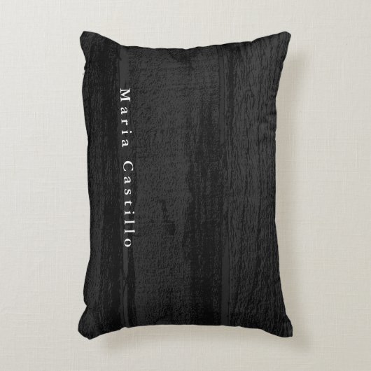 灰色の木の背景のミニマルモダンリスト名 アクセントクッション (正面(垂直))