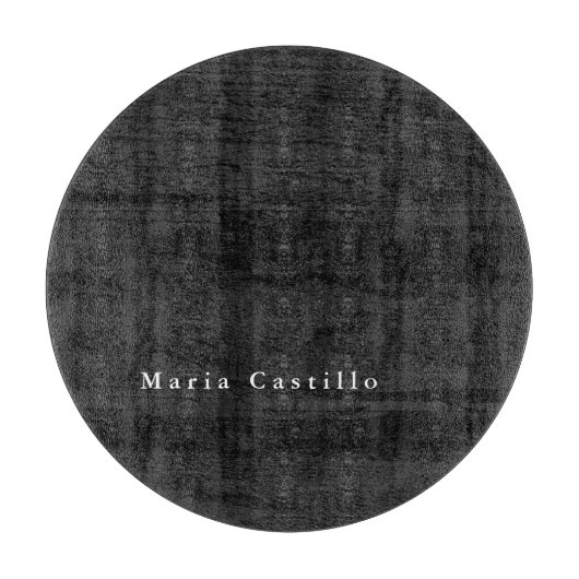 灰色の木の背景のミニマルモダンリスト名 カッティングボード (正面)