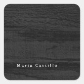 灰色の木の背景のミニマルモダンリスト名 スクエアシール (正面)