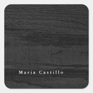 灰色の木の背景のミニマルモダンリスト名 スクエアシール