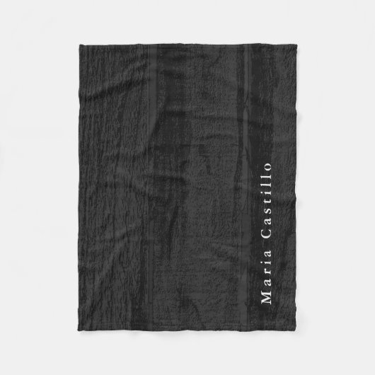 灰色の木の背景のミニマルモダンリスト名 フリースブランケット (正面)