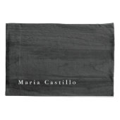 灰色の木の背景のミニマルモダンリスト名 枕カバー (裏面)